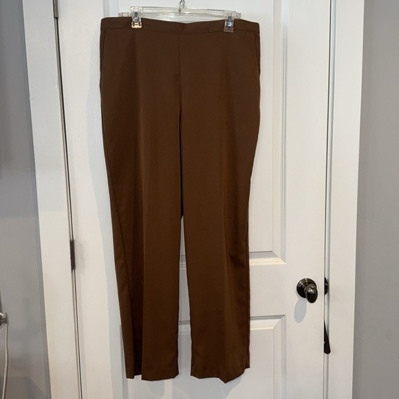 Alfred Dunner 2 pair Classic pull on pants trousers slacks Pink and Brown 18 18W - Picture 8 of 15